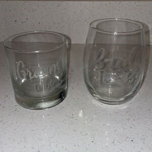Bride to be wine glass and groom to be whiskey glass